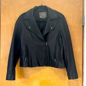 Navy leather jacket